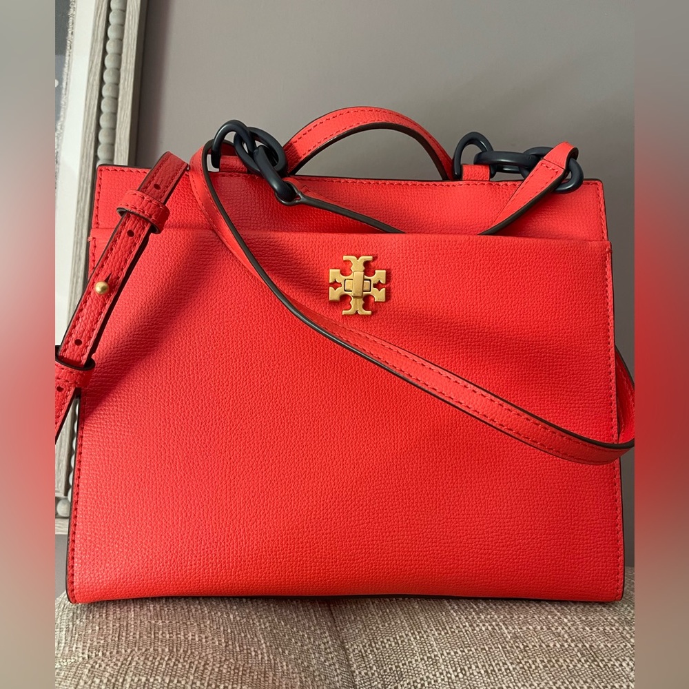 Tory Burch Kira Leather Small Tote Crossbody Bag In Poppy Red - Picture 6 of 14